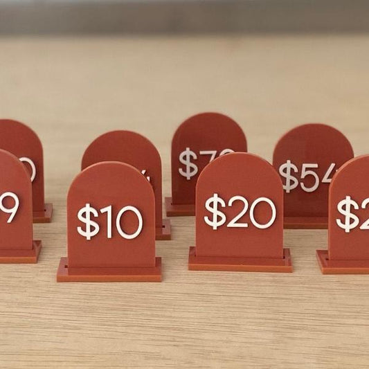 Acrylic Arch Price Tags with Stand